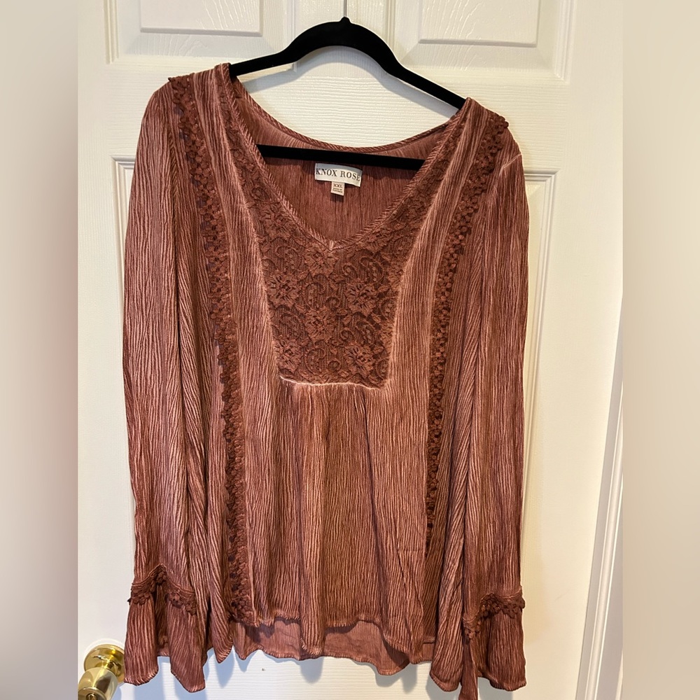 Knox Rose Burgundy and Lace Tunic